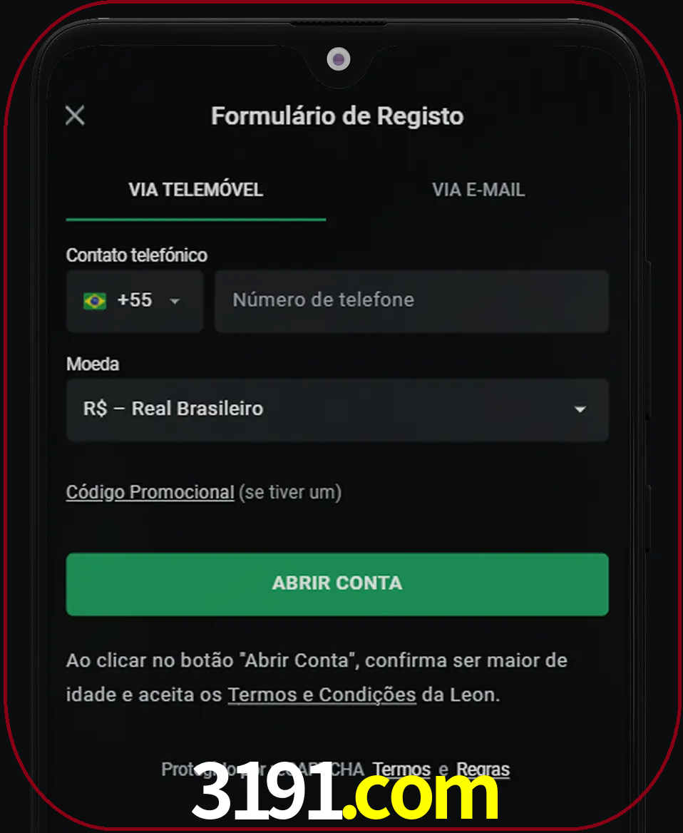 Abra o aplicativo e inicie o processo de registro.